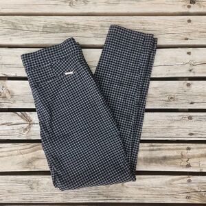 Anne Klein Black and White Checkered Straight Leg Pants Pull On Small Business
